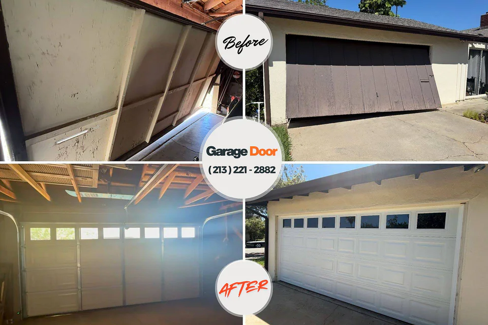 Before and after: garage door repair Grapeland, TX